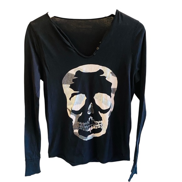 Zadig & Voltaire Tops - Zadig & Voltaire Camo Metallic Skull Henley